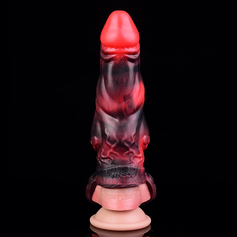 Penis Sleeve with Heart Head & Claw Base - Flame Silicone for Couples