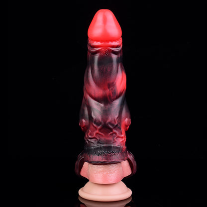 Penis Sleeve with Heart Head & Claw Base - Flame Silicone for Couples