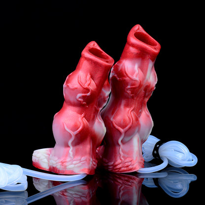 Fleshy Blood Vein Penis Sleeve | Platinum Silicone Red Marble Cock Sleeve with Blood Vessel Marble Casting