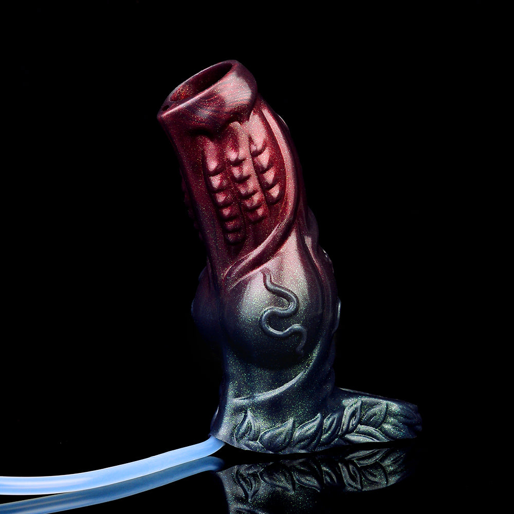Crimson Starfield Monster Jaw Penis Sleeve – Vine-Engraved Ejaculating Extender for Dark Fantasy | SilikonLust