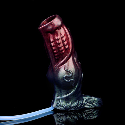 Crimson Starfield Monster Jaw Penis Sleeve – Vine-Engraved Ejaculating Extender for Dark Fantasy | SilikonLust