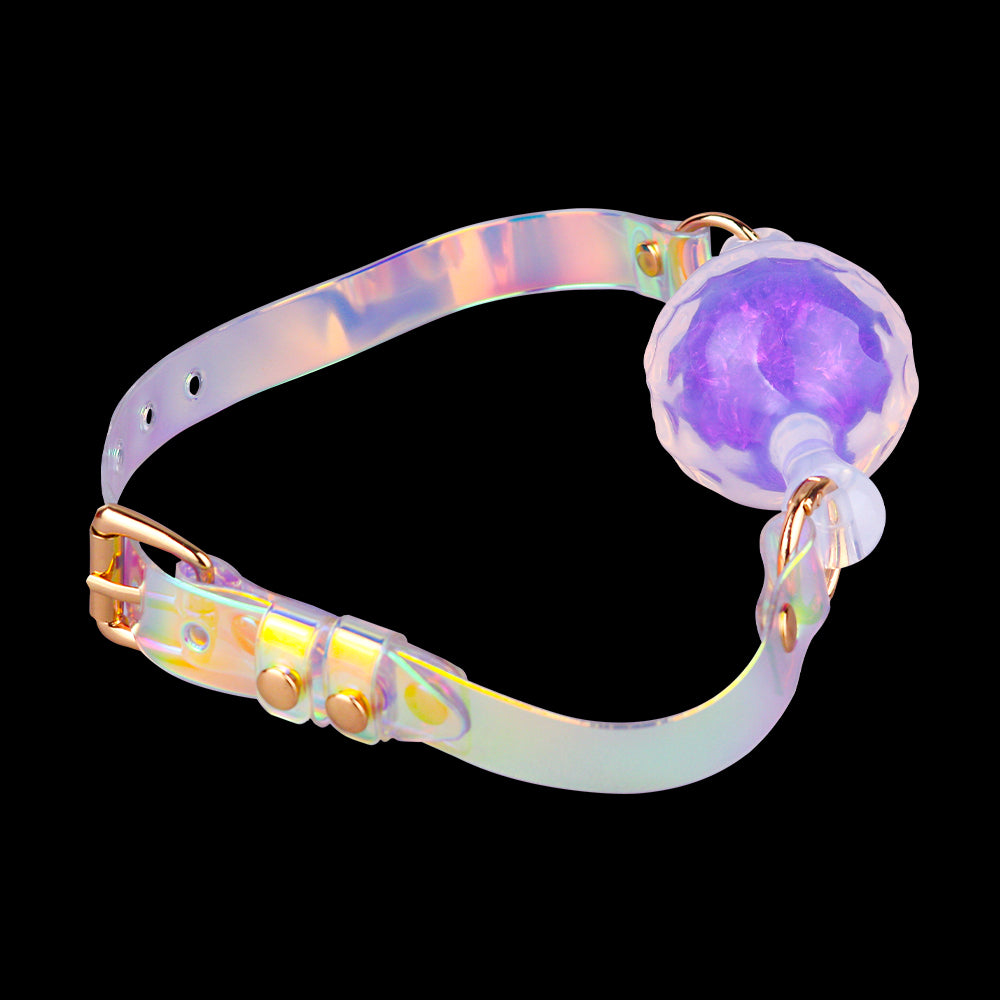 Crystal Core Ball Gag - Doppelschicht Kristall Mundknebel | Hantelform Violett Pink Platin