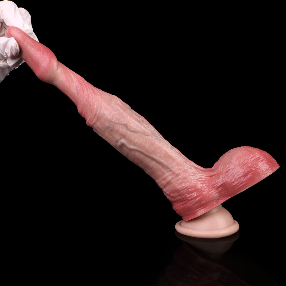 Hands-Free Dildo with Suction Cup Strong Hold - Curved Fantasy Dildo Ice White Rose Pink Silicone