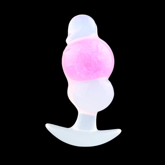 Dreikugel-Plug mit Gemstone-Core & Dreifach-Durchgangsreiz – Kristalliner Anal Plug in Perlglanz
