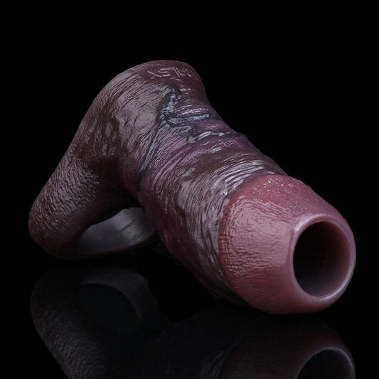 Obsidian Realistischer Penis Sleeve mit Hodenring – Premium Penis-Manschette für Verdickung & Maximale Ausdauer