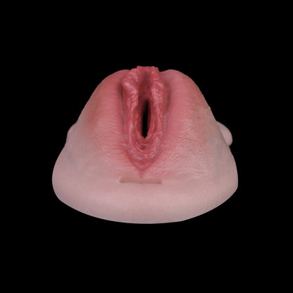 Silicone Pussy Panties in Bespoke Finish with Leather Harness | Seductive Transgender Vaginal Gaff for Private Boudoir Play