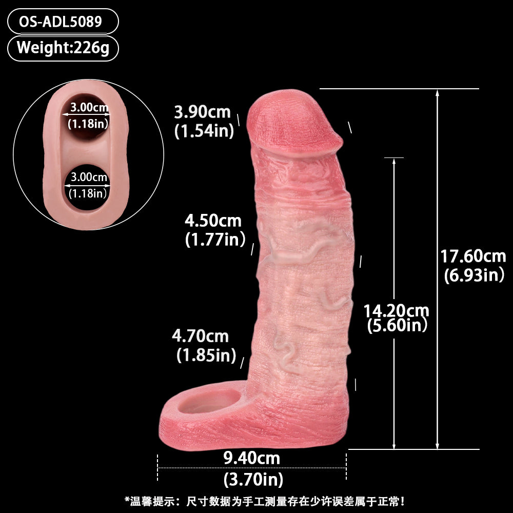 Anti Slip Realistichen Penis Sleeve – Secure Locking Base Sleeve mit Doppelloch-Fixierung für Freihändige Nutzung