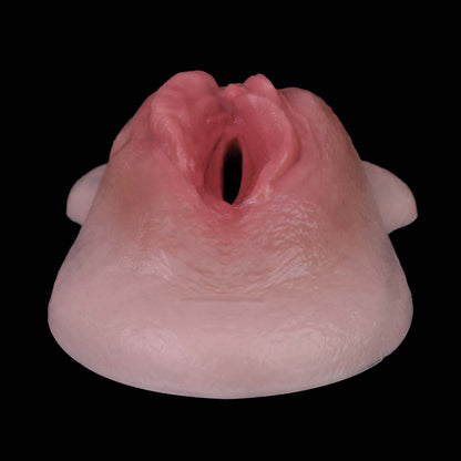 Silikon-Pussy-Panties mit offenen Schamlippen & Lederriemen | Ultimatives Transgender Vaginal-Gaff für intime Rollenspiele