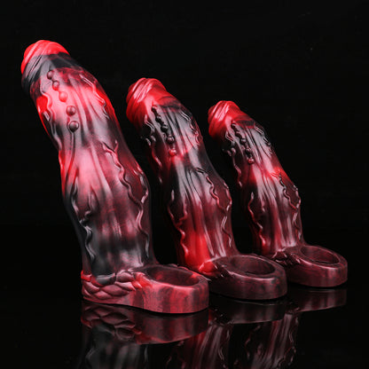 Penis Sleeve with Vein Relief & Lava Aesthetic – Textured Extension in a Bestial Design