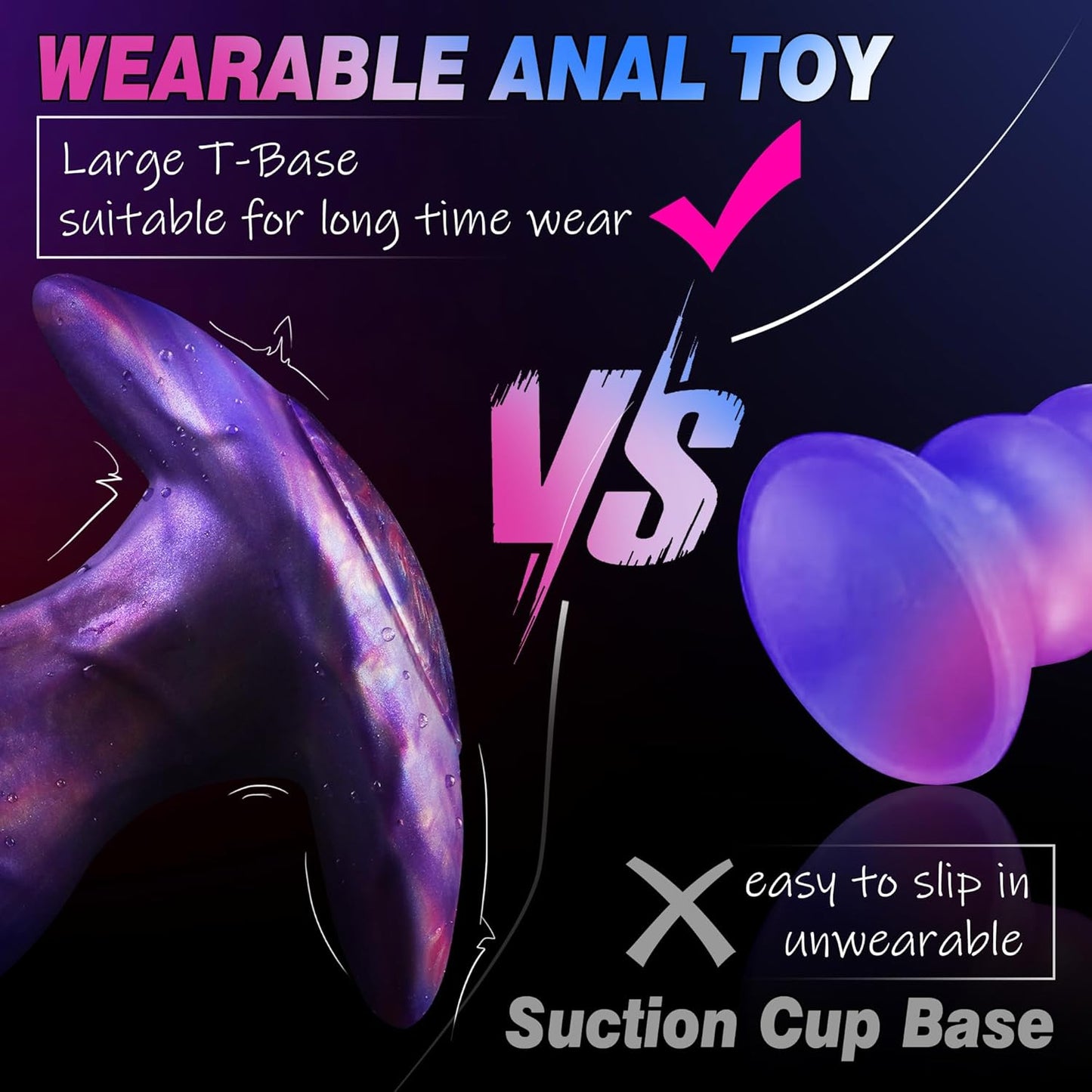 Realistic Fantasy Butt Plug with Suction Cup – Premium Platinum Silicone Anal Dildo in Cyber Violet for Intense Stretching