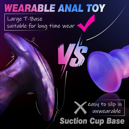 Realistic Fantasy Butt Plug with Suction Cup – Premium Platinum Silicone Anal Dildo in Cyber Violet for Intense Stretching