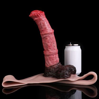 Strap-On Dildo Pferd im Tanga – Klitoris-Grinder, Vibrationsstab-Eingang & Schwarzer Bulbus aus Platin-Silikon