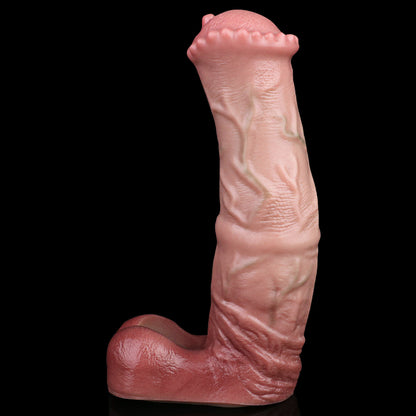 Zweiton Equines Penis Sleeve - Hautfalten Doppeltextur Realistischer Hodensack Kronenkamm for Organische Vollstimulation