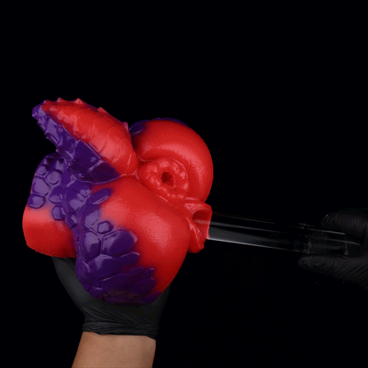 Drachenmädchen Pocket Pussy – Doppelkanal Vaginal & Anal, Karminrot-Violett Drachenschuppen-Design aus Platin-Silikon