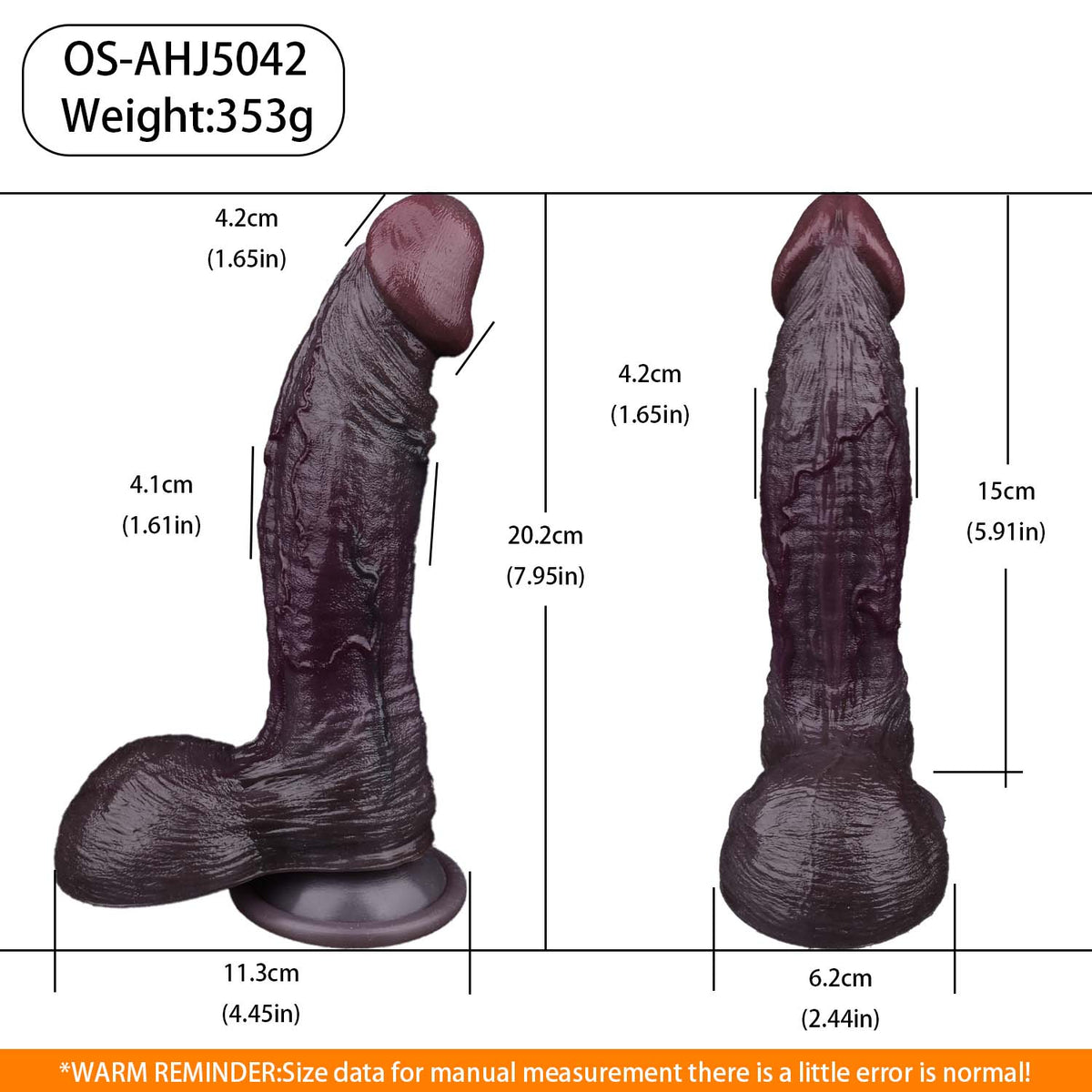 BBC Dildo Schokoladen-Schwarz – Langer realistischer Dildo mit parallelen Längsrillen, Doppelschicht-Platin-Silikon, grossem Saugnapf & maximaler Eindringtiefe
