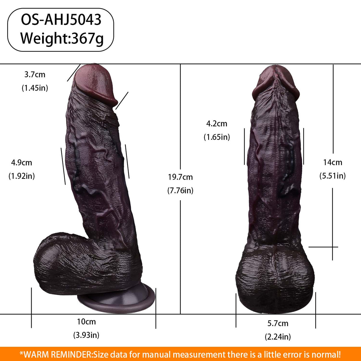 BBC Dildo Schokoladen-Braun – Konisch zulaufender Dildo mit Vorhaut, tiefer Venenfurche, Sockelring & ultra-elastischem Doppelschicht-Platin-Silikon
