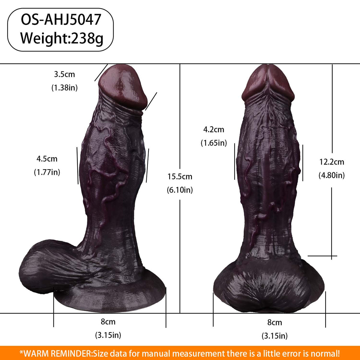 BBC Dildo Trauben-Violett – Realistischer Dildo mit Schwellkörper-Auftreibung, Baumwurzel-Venennetz, Vorhaut-Eichel, Hoden & tiefem Trichter-Saugnapf aus Doppelschicht-Platin-Silikon