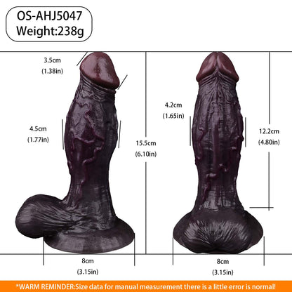 BBC Dildo Trauben-Violett – Realistischer Dildo mit Schwellkörper-Auftreibung, Baumwurzel-Venennetz, Vorhaut-Eichel, Hoden & tiefem Trichter-Saugnapf aus Doppelschicht-Platin-Silikon