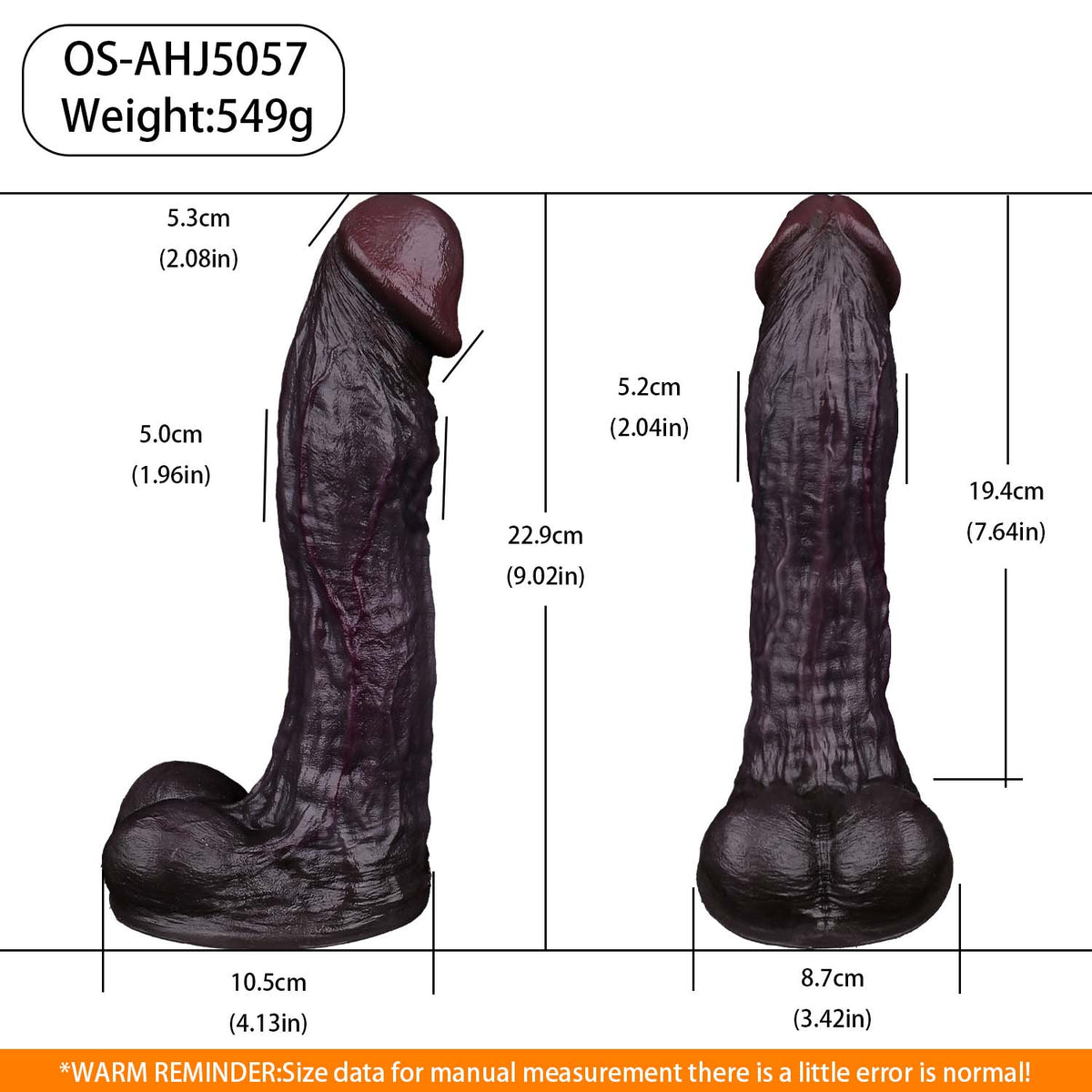 BBC Dildo Schokoladen-Schwarz – Extra-langer Schaft mit natürlicher Vorwärtskurve, tiefer Venenfurche, Twist-Faltenprofil, Vorhaut-Eichel, zwei Hoden & ovaler Flach-Saugnapf aus Doppelschicht-Platin-Silikon