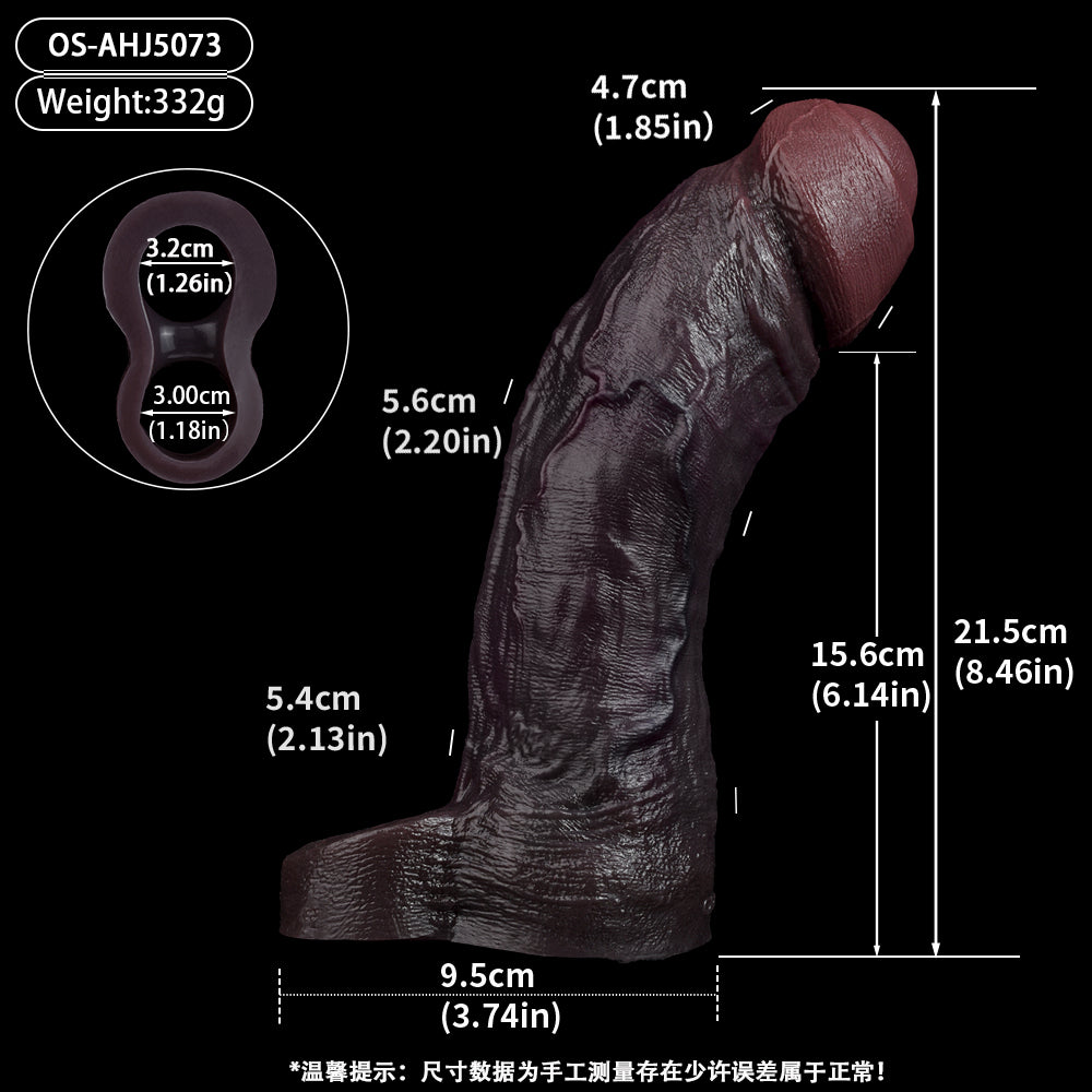 Black Panther & Lifelike Realistic Dildo – Light-Absorbing Deep Purple Skin, Partially Covered Foreskin