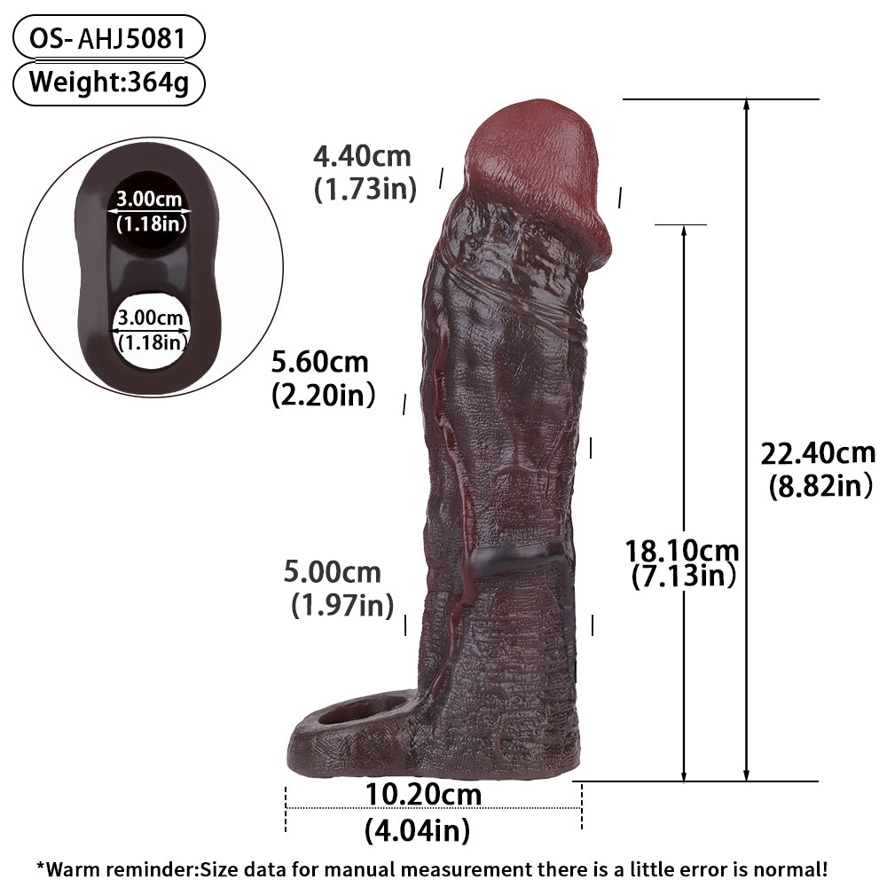 Dunkelschatten & Lebendig Penis Sleeve Doppelter Hauptader, Granulat-Kopf und Weicher Ruheform