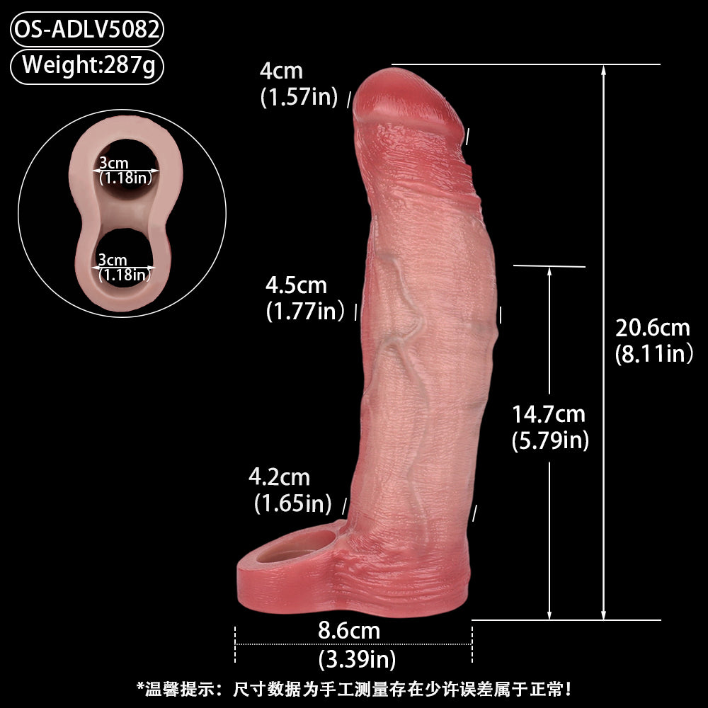Platinum Silicone Penis Sleeve – Penis Sheath with Double Ring for Micropenis & More
