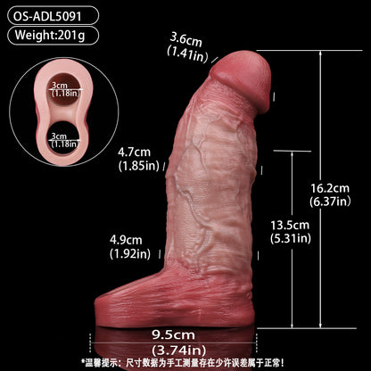 Ultra-Soft Realistic Penis Sleeve | Platinum Silicone Sleeve mit Niedrigster Shore-Härte, Hautfalten