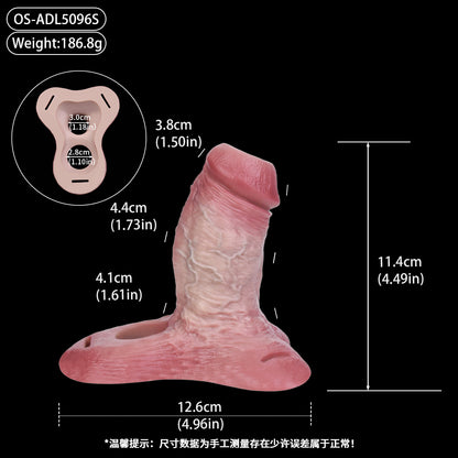 Anatomischer Wearable Dildo Sleeve aus Liquid Silicone – Open Tip Cock Sleeve mit Dreifach-Öffnung für druckfreies Strap-on-Enhancement