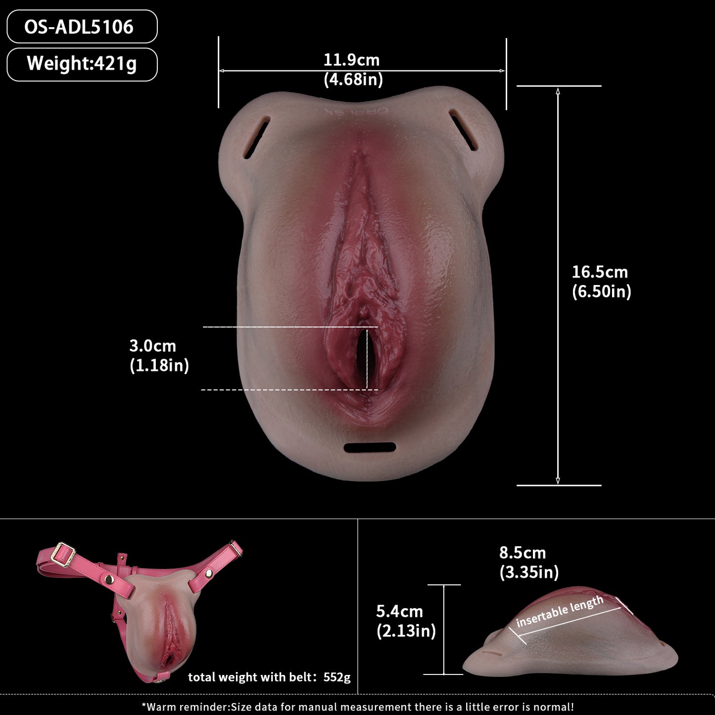 Anatomical Platinum Silicone Transgender Vagina Slip - Realistic Vulva Prosthetic with Insertable Canal for Immersive Feminine Expression