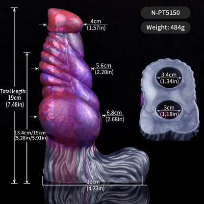 Penis Sleeve with Spiral Ribbed Structure & Vacuum Seal Zone – Biomechanical Phallus Sheath in Nebula Violet