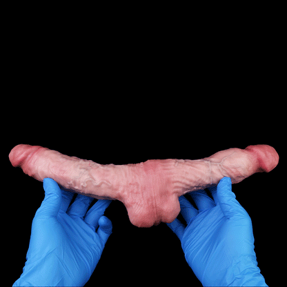 Doppeldildo mit Spiralschaft & Hoden – Realistisches Venenrelief, Zwei Köpfe & Platin-Silikon für Frauen & Lesbische Paare