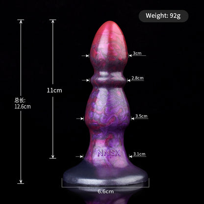 Fantasy Dildo in Violett-Magenta – Mehrfach-Kugeln, Saugnapf & Medizinisches Silikon