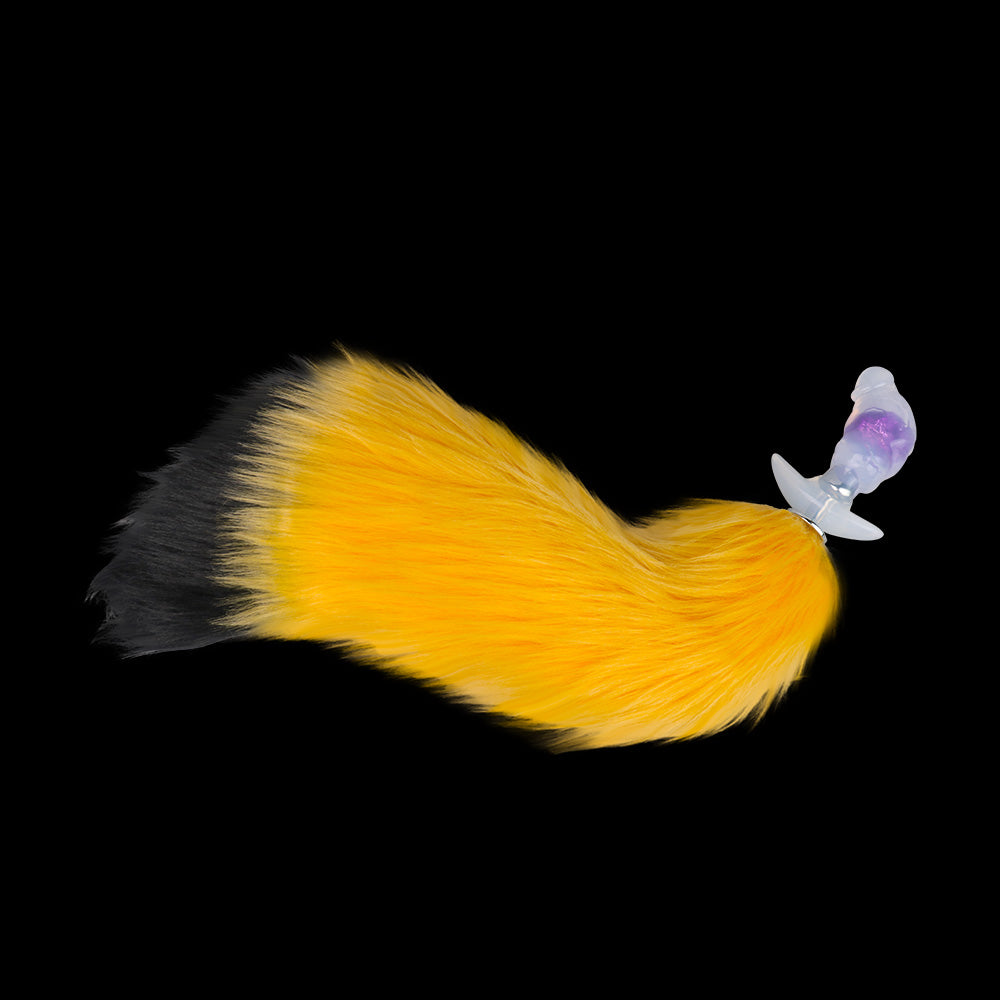 Tail Butt Plug aus Kristall-Silikon – Fox Tail Butt Plug mit abnehmbarem Fellschweif