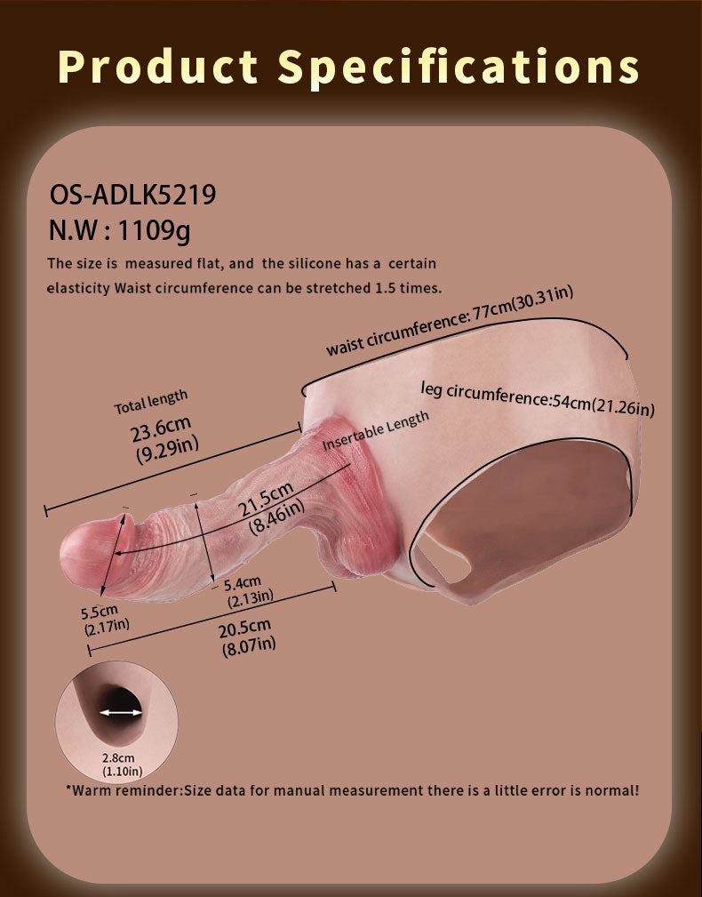 Realistic Cock Sleeve Panty Platinum Silicone - Wearable Penis Enhancement Strap-On with Anatomical Glans and Integrated Cavity
