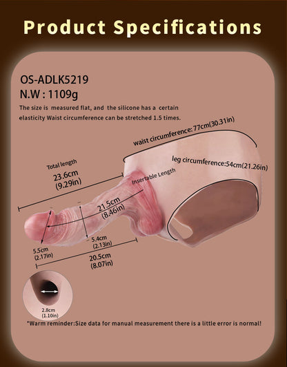Realistic Cock Sleeve Panty Platinum Silicone - Wearable Penis Enhancement Strap-On with Anatomical Glans and Integrated Cavity