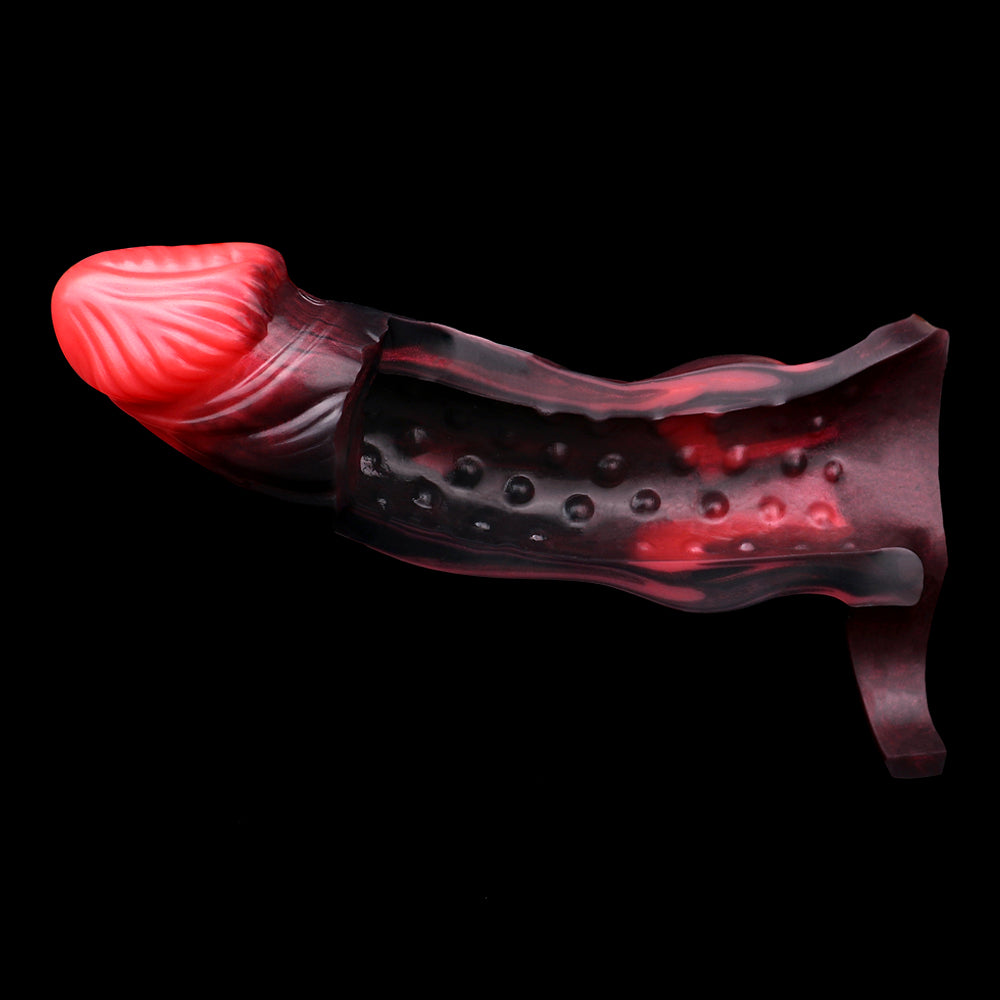 Penis Sleeve Lava Pattern – Vibration, Ball Matrix & Erection Aid | Platinum Silicone | SilikonLust