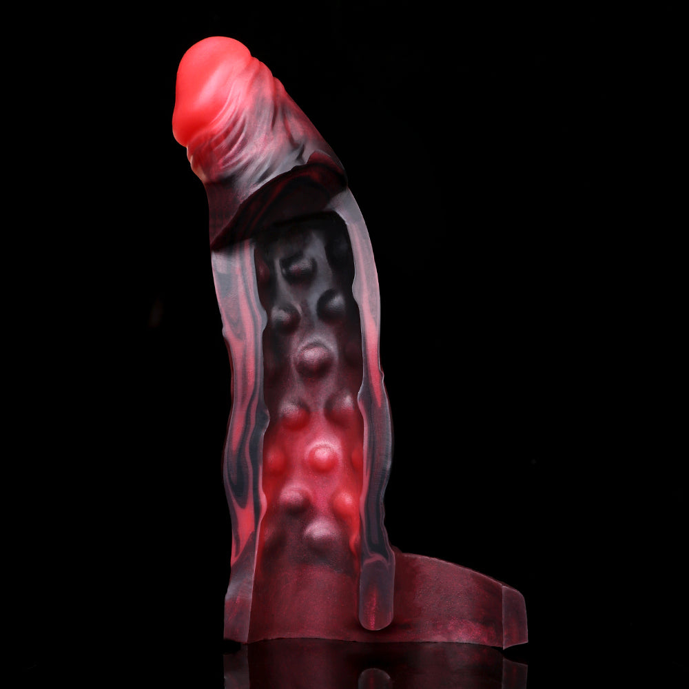 Large Penis Sleeve with Head Vibration – Massive Penis Extension Made of Platinum Silicone