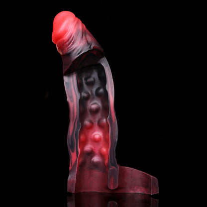 Large Penis Sleeve with Head Vibration – Massive Penis Extension Made of Platinum Silicone