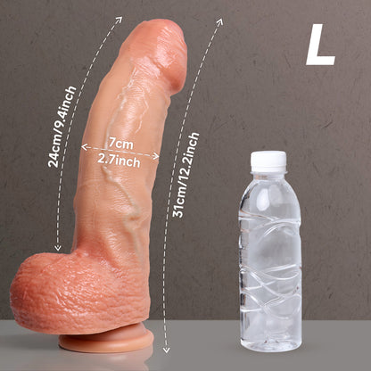 Realistic Dildo Vorhaut-Design – Große Hoden, Saugnapf & Zwei Größen S/L