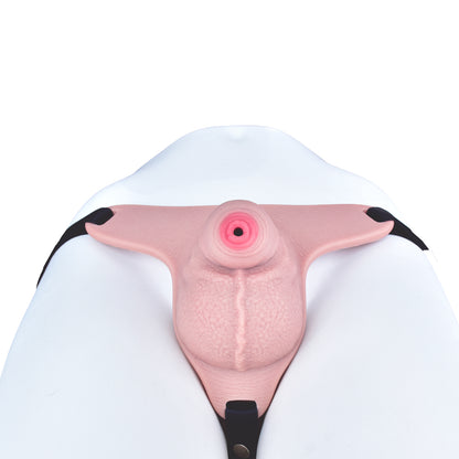 Silikon Peniskäfig mit Harnöffnung – Babyrosa, T-Form & Zwei Harness-Varianten aus Platin-Silikon