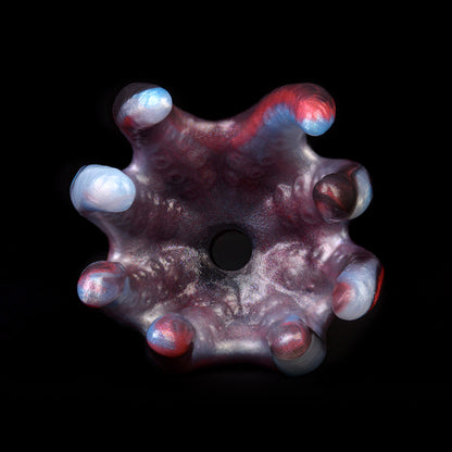Crown Tentacle Silikon Ball Gag – Halo Ring Mouth Gag im Totem-Design aus Platin-Silikon | SilikonLust