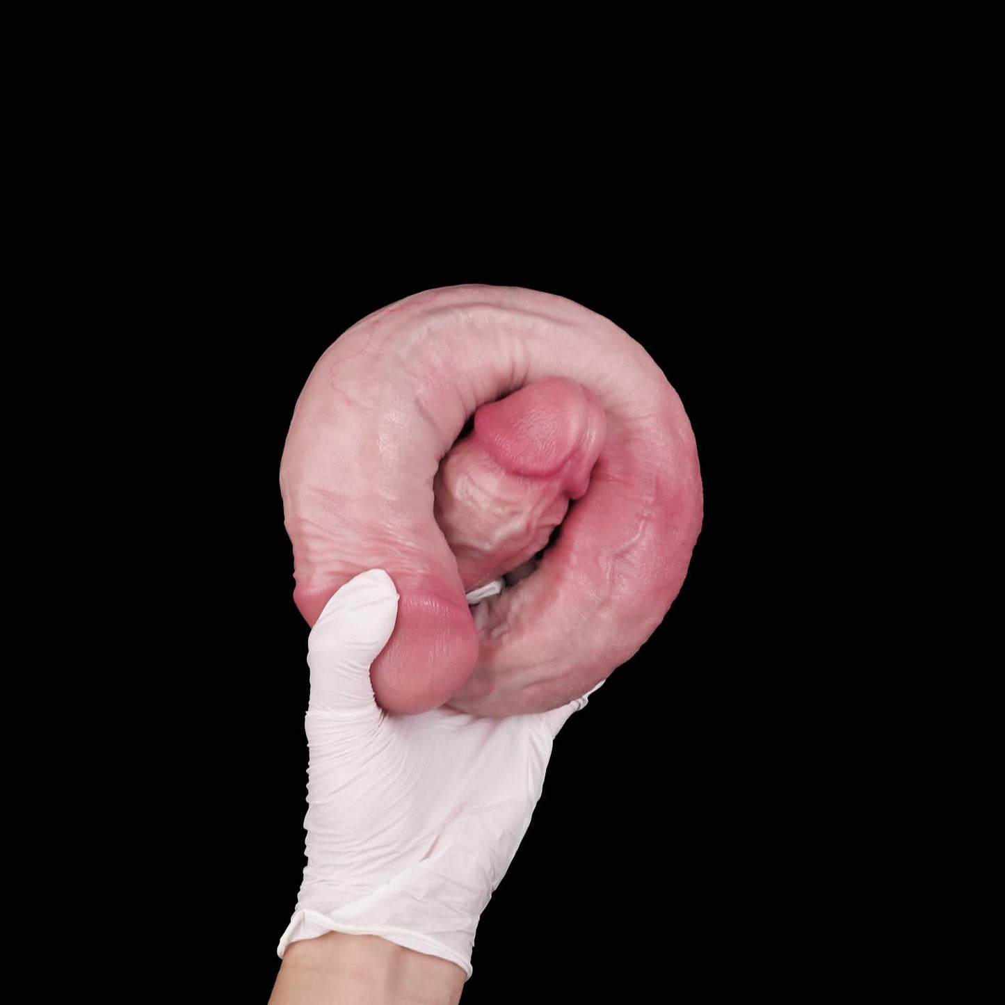 Extralanger Double Dildo in Zweifarbigem Rosenrosa – Dick & Dünn, Venenstruktur & Hautfalten für Couples aus Doppelschicht-Platin-Silikon