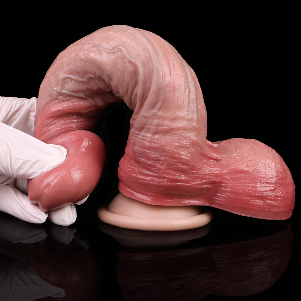 Hands-Free Dildo with Suction Cup Strong Hold - Curved Fantasy Dildo Ice White Rose Pink Silicone