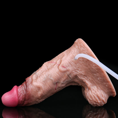 Squirting Dildo Hyper-Realistic Gerade Achse - Ejakulierender Dildo | Handpumpe Hodensack Platin-Silikon SilikonLust