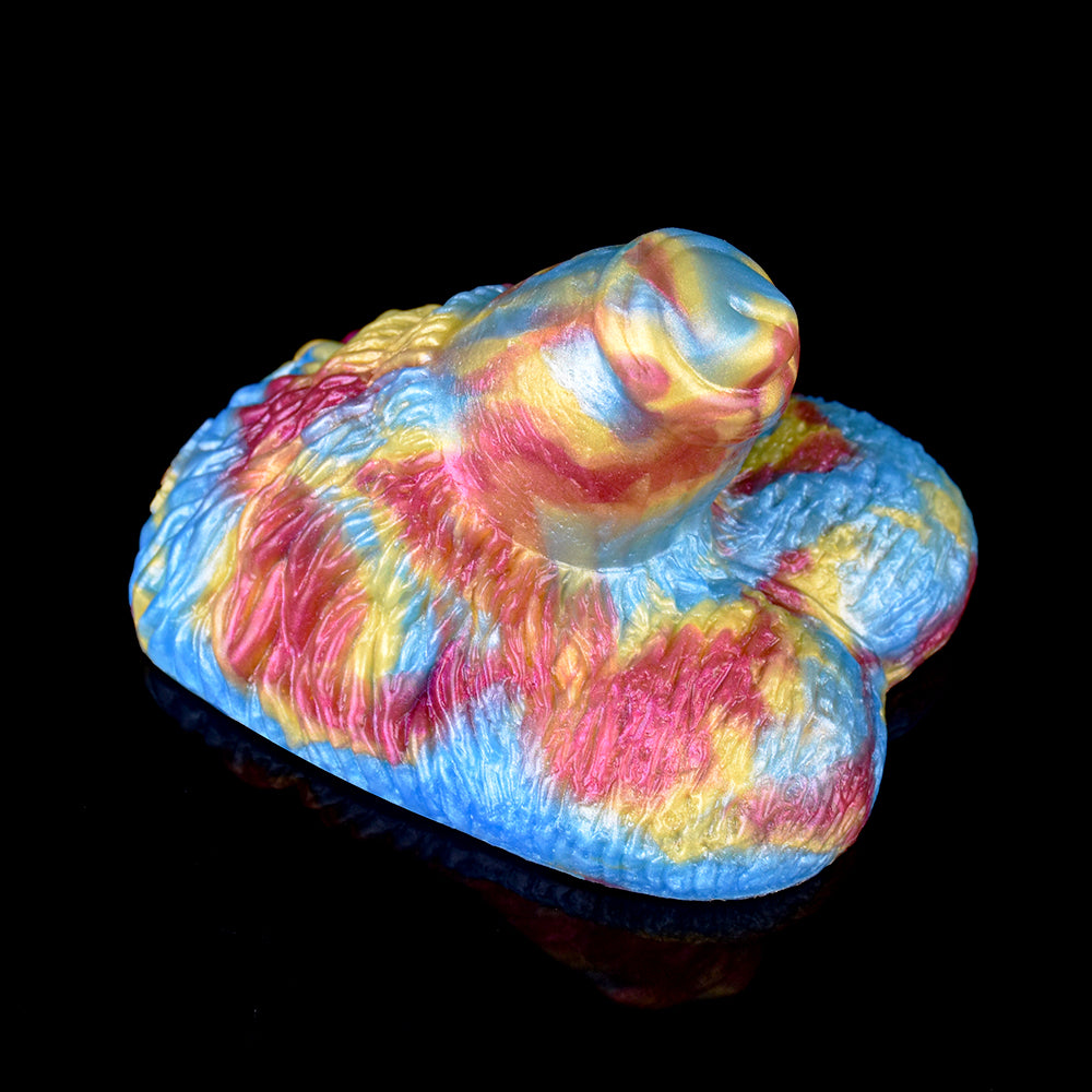 Clitoris Grinding Toy | Platinum Silicone Klitoris-Reiter with Spiral-Hirn-Textur & Tie-Dye Dreifarbguss