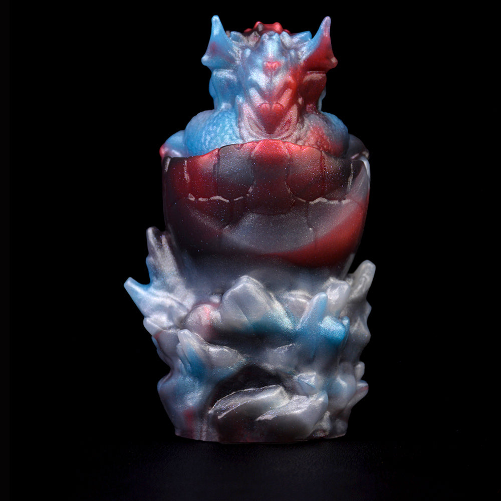 Skulpturaler Dragon Egg Gag | Platinum Silicone Hatchling Dragon Plug mit  Leder-Kopfband
