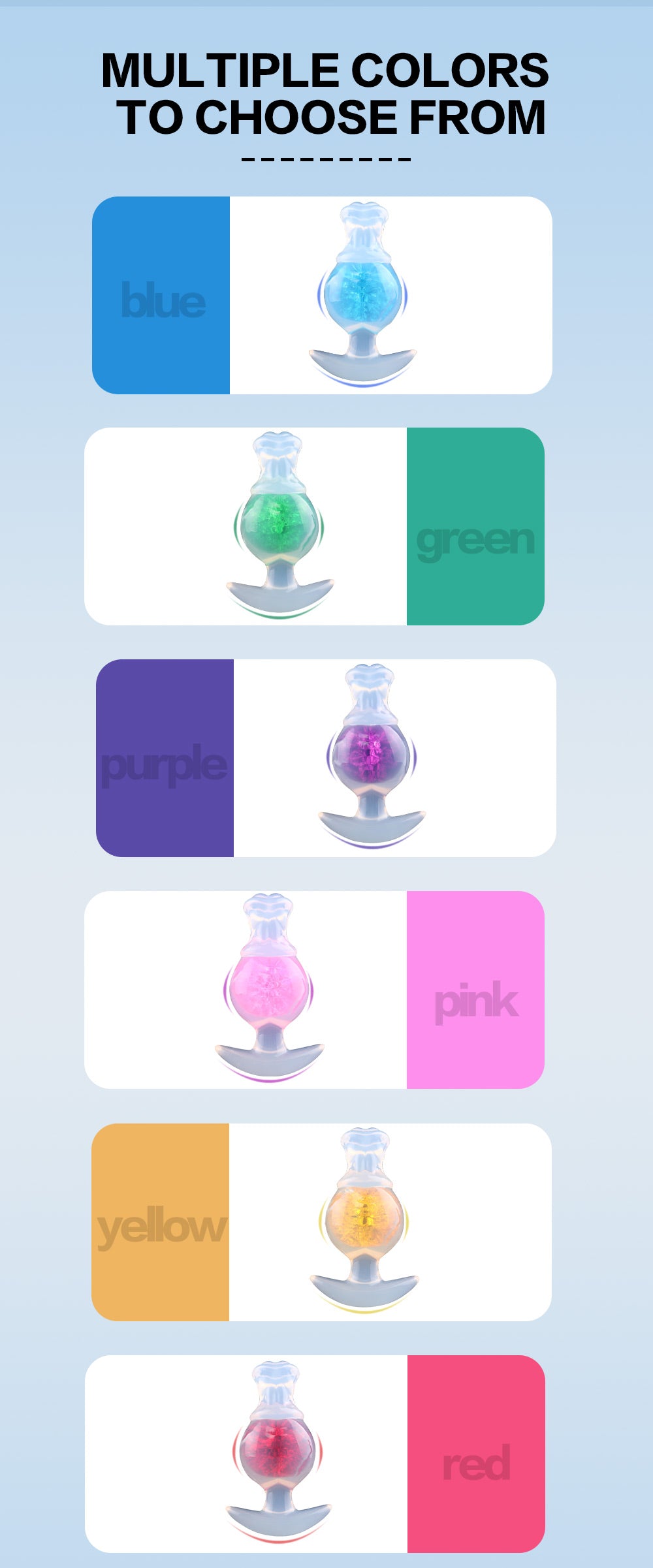 Analplug Kristall – Gemstone-Core Fetish Plug 6 Farben Platin-Silikon | SilikonLust