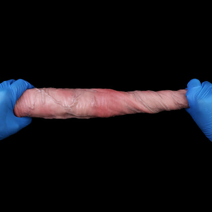 Asymmetrischer Double Dildo für Lesben &amp; Paare – Realistischer Doppeldildo aus Silikon für Zwei Frauen, Zweiseitiger Dildo mit Adern (Hautfarben)