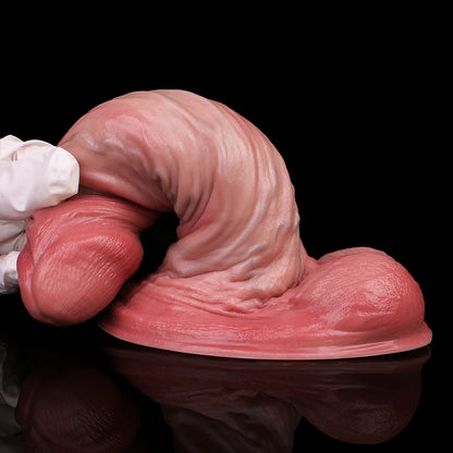 Gradient Fantasy Dildo Luxurious Silicone - Dildo with Three-Color Gradient and Prominent Testicles