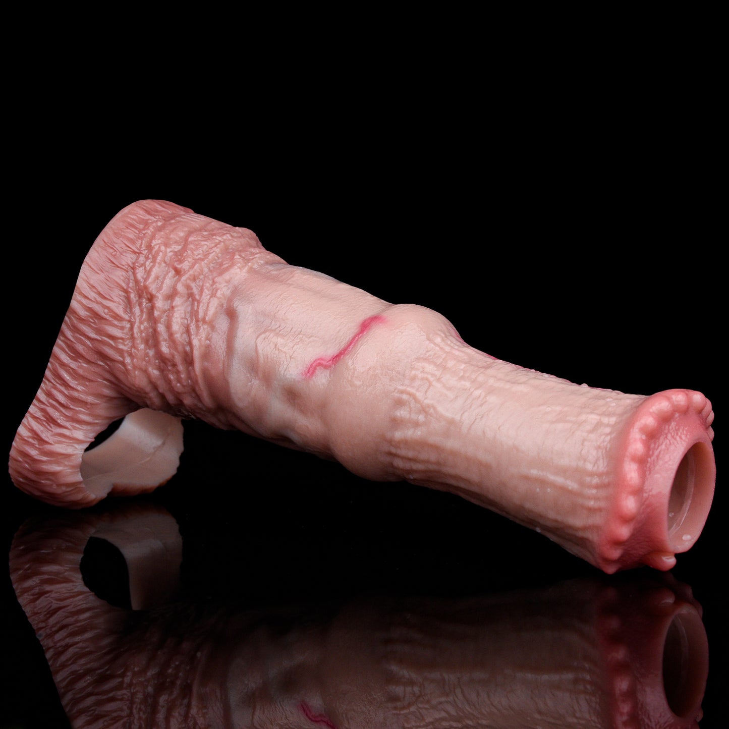 Horse Dildo Sleeve Platinum Silicone - Open-Ended Extension with Realistic Veins and Skin-to-Skin Feel